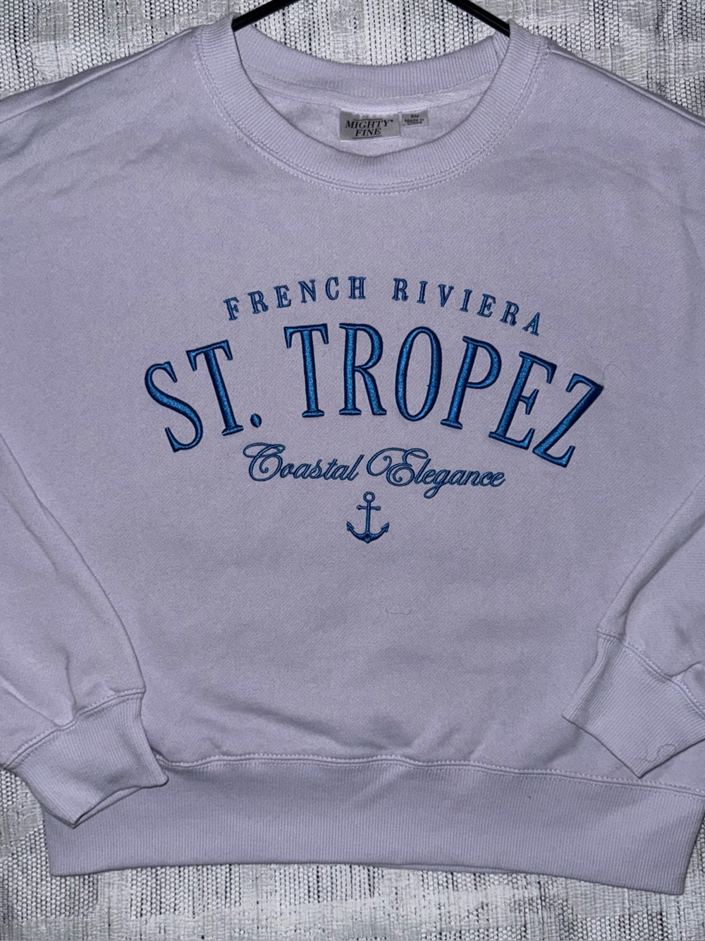 Mighty Fine St Tropez Lavender Cropped Sweatshirt Small Preppy Coastal